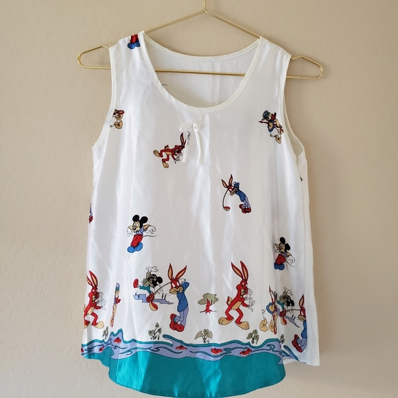 Vintage "Looney Tunes" & "Disney" Silk Tank S/M - Picture 1 of 5